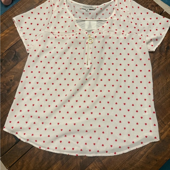 Tempted Hearts Tops - White and Red heart Shirt